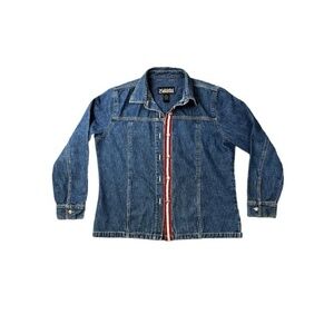 Norton McNaughton View Denim Jean Jacket Red White Blue Size 12‎